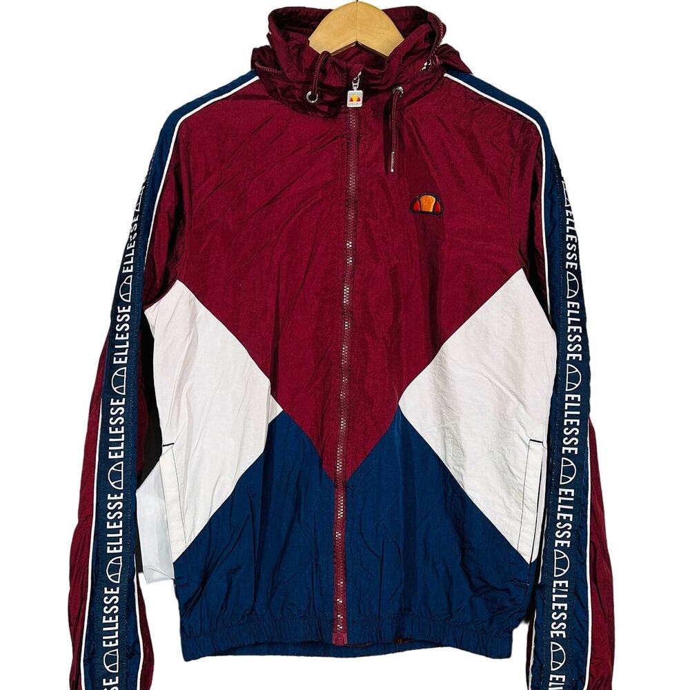 Ellesse Full Zip Track Jacket Color Block Long Sleeve Casual Sport Hood - S